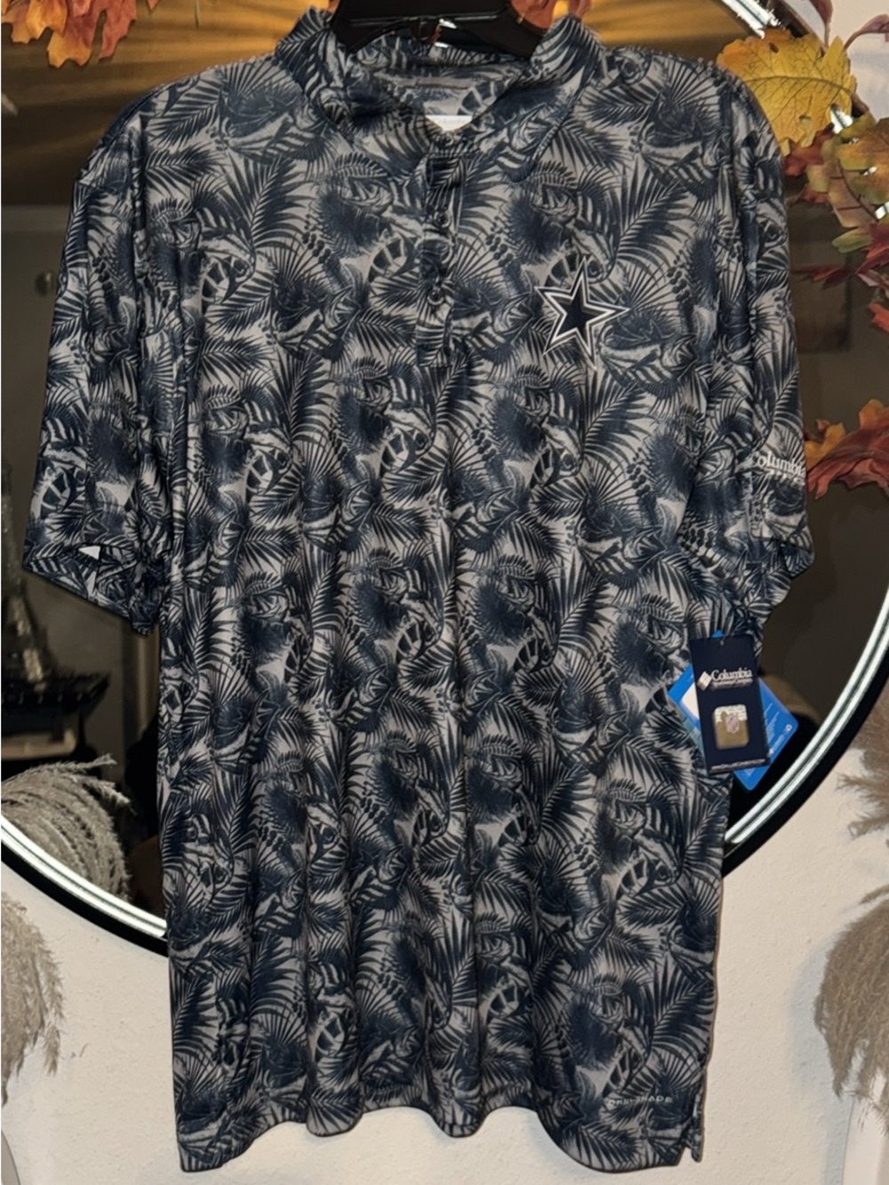 Pepe Jeans Navy and White Palm-Print Polo Shirt